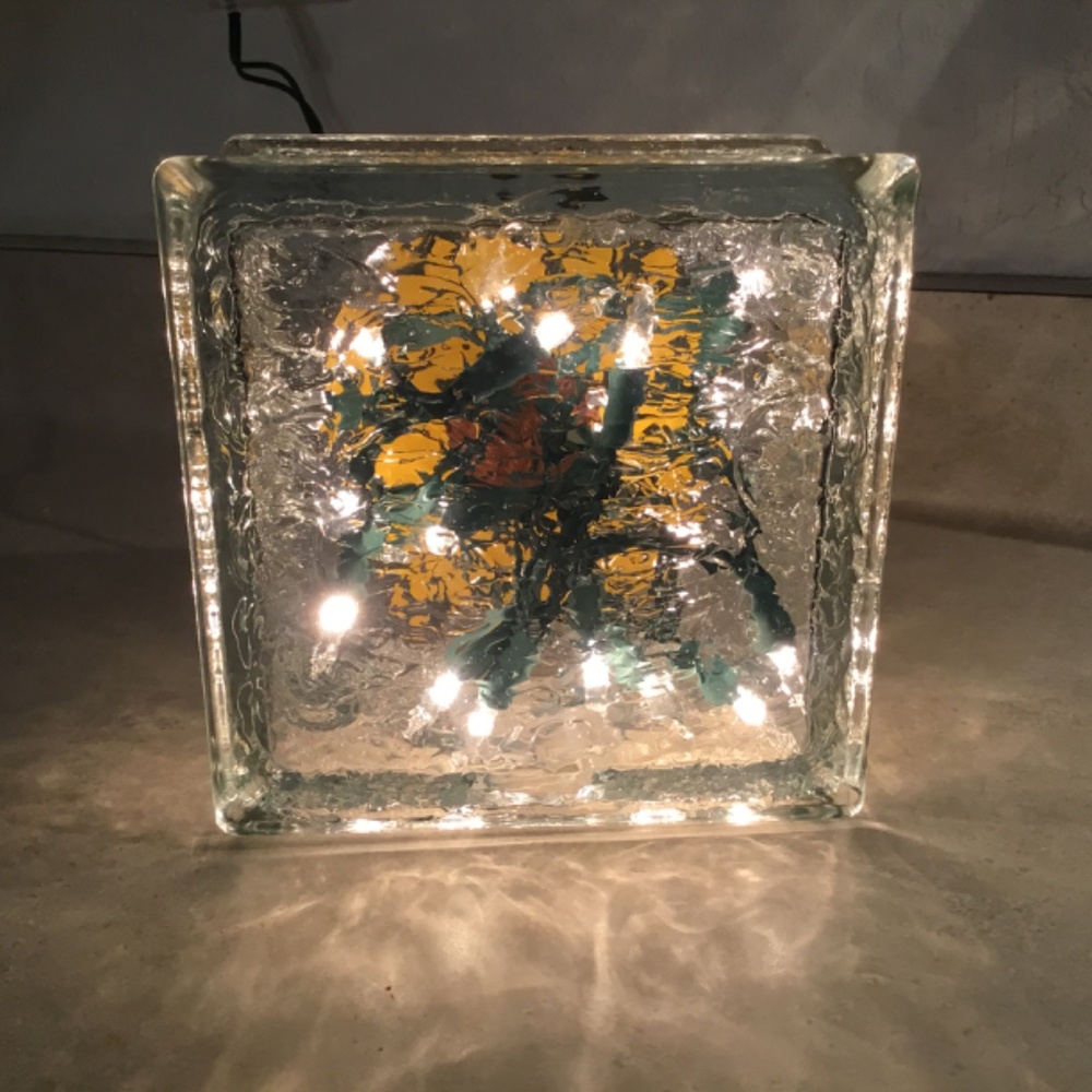 New, Sunflower Hand painted Stained Glass Light up block - Picture 4 of 4